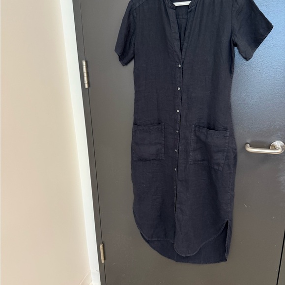 James Perse M GUC/EUC linen deep navy full length dress shirt dress - Picture 8 of 15